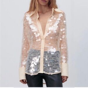 BLOGGERS FAV ZARA
LIMITED EDITION
OVERSIZED SEQUINS
SHIRT TOP WITH PATCH POCKETS